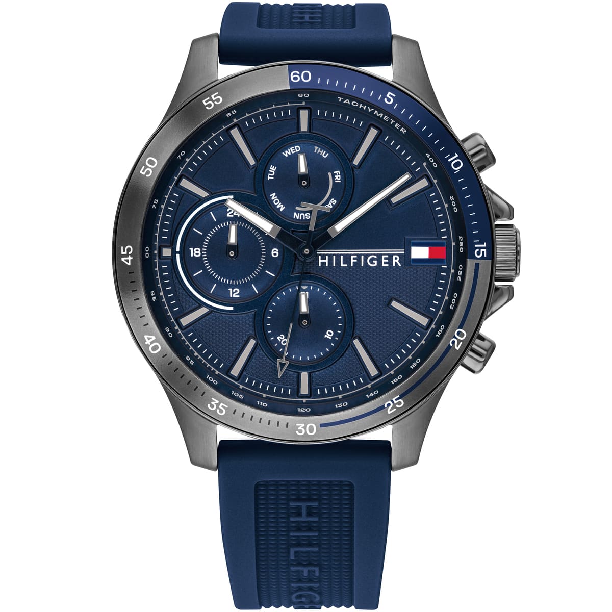 1791721-tommy-hilfiger-watch-men-blue-dial-rubber-strap-quartz-analog-day-date-month-bank ساعت مچی مردانه تامی هیلفیگر TOMMY HILFIGER مدل 1791721 - تصویر 1