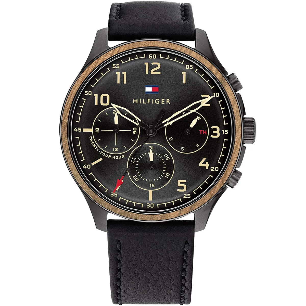 1791854-tommy-hilfiger-watch-men-black-dial-leather-strap-quartz-battery-analog-asher ساعت مچی مردانه تامی هیلفیگر TOMMY HILFIGER مدل 1791854 - تصویر 1